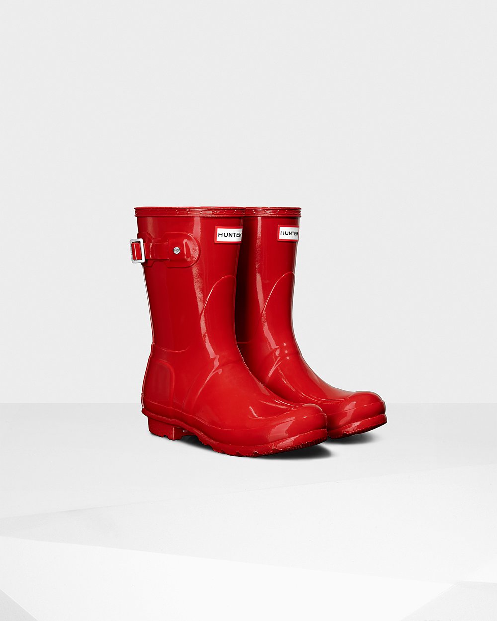 Womens Short Rain Boots - Hunter Original Gloss (58IDTBWLJ) - Red